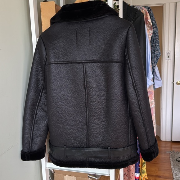 NWOT Zara Acne Shearling Style Moto Jacket Sz S - Picture 9 of 13